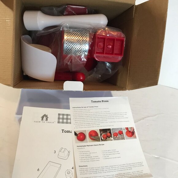 Farm To Table Tomato Press With 2.25 Qt Hopper Capacity Red - Picture 3 of 6